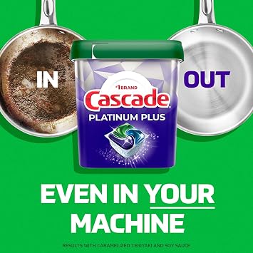 Cascade Platinum Plus Dishwasher Pods, Dishwasher Detergent, Dishwasher Soap, Dish Tabs, Dishwashing Tablets, Dish Detergent, Fresh, Actionpacs, 21 Count