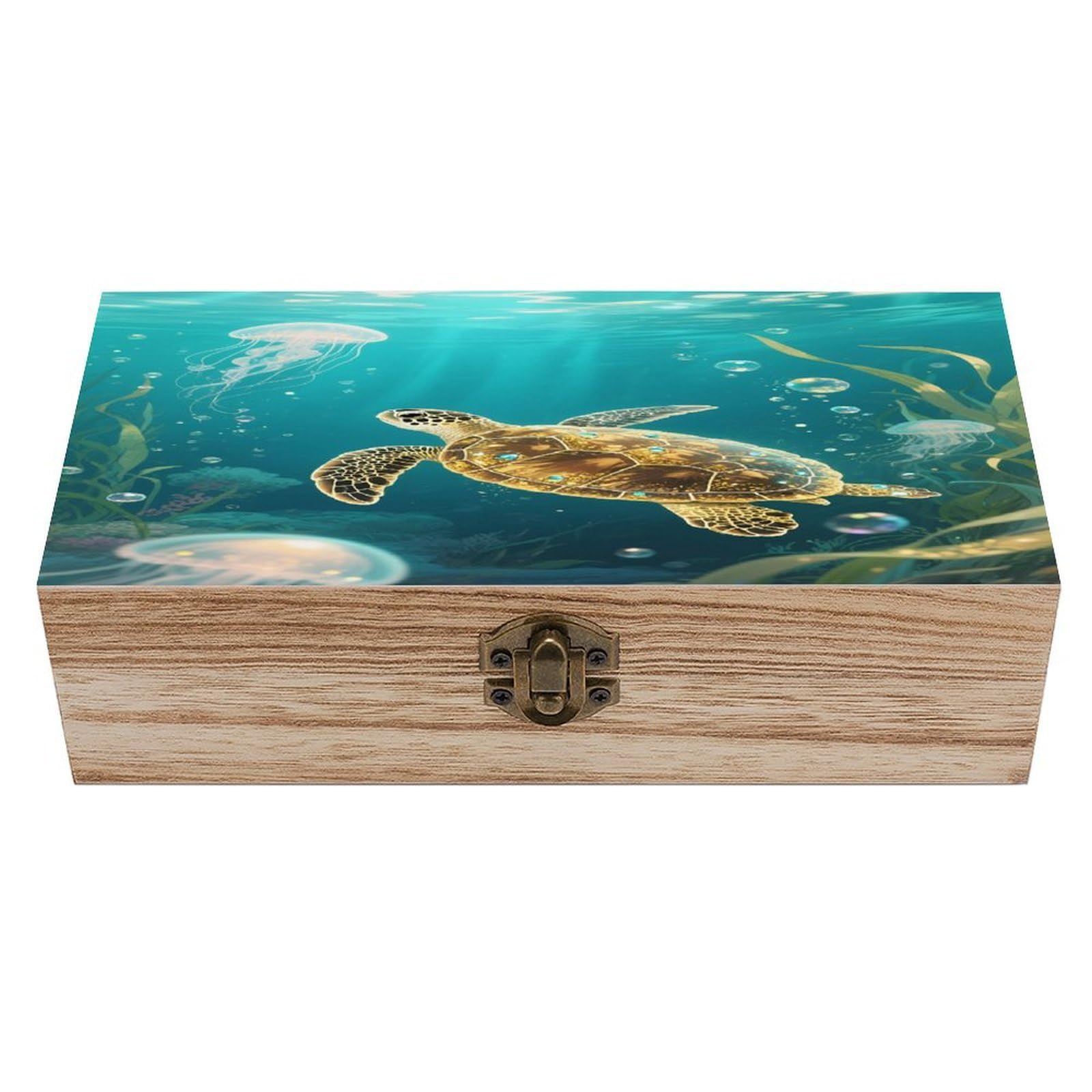 VstaDank Turtle Wooden Box Sturdy Vintage Storage Box with Hinged Lid Exquisite Wood Keepsake Boxes Large Jewelry Case Cute Trinket Holder Unique Gift for Men & Women