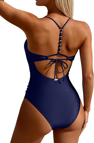 Eomenie One Piece Swimsuit for Women Tummy Control Ruched Ba