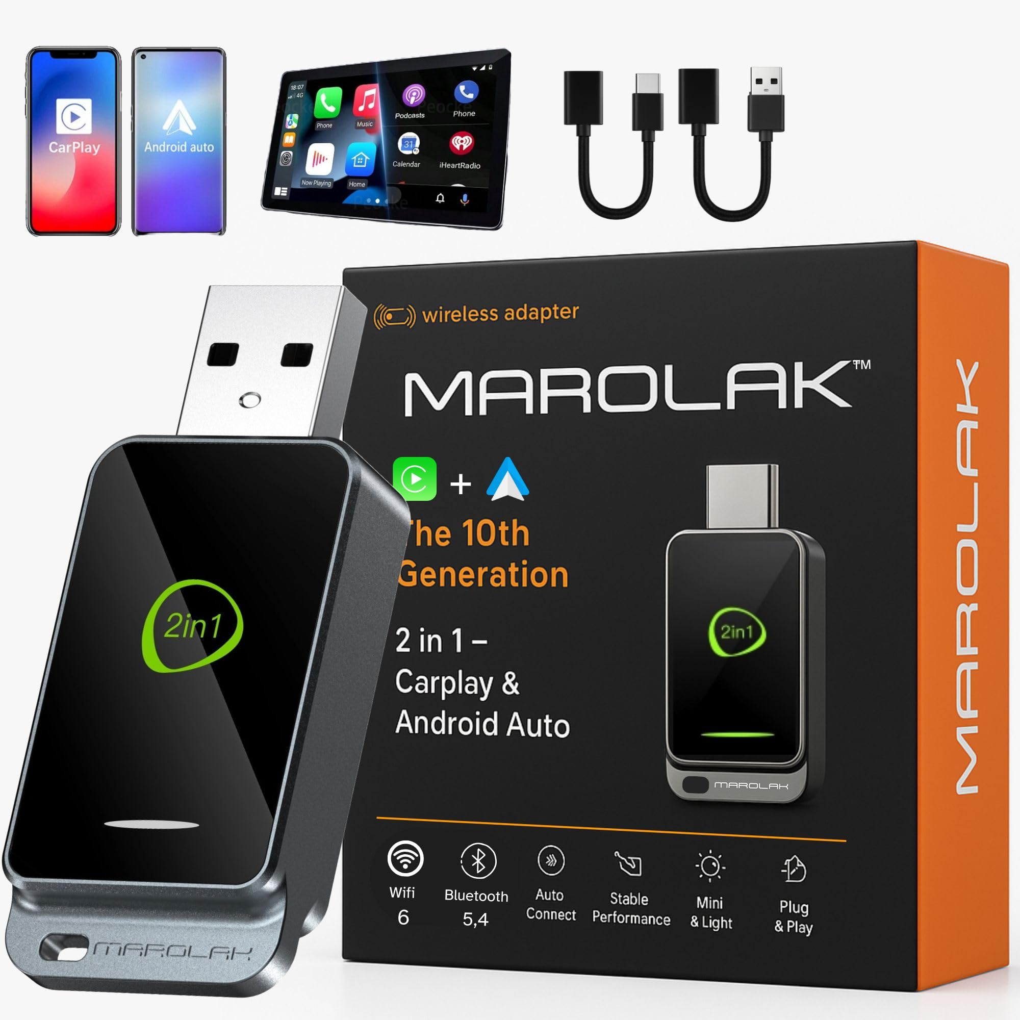 2-in-1 Wireless CarPlay & Android Auto Adapter (2025 Upgraded) Wired to Wireless Converter | Multi-User Seamless Connection | Easy Setup-Plug & Play | Auto Reconnect | Fits All Wired Cars (1000+ Cars)-image-44