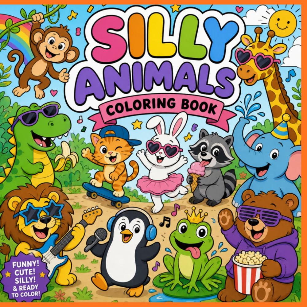 Silly Animals Coloring Book: A Laugh‑Out‑Loud Coloring Adventure for Kids
