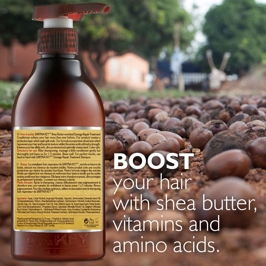 Saryna Key Damage Repair Treatment Conditioner with Pure African Shea Butter Hair Conditioner for Dry frizzy and Damaged Hair - Moisturizing and Hydrating Conditioner for Women and Men (500ml/16.9)