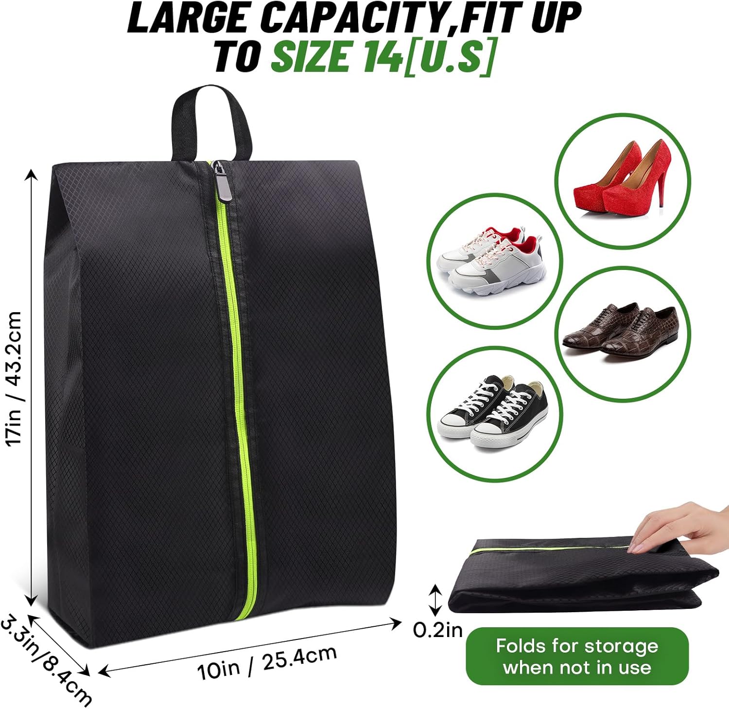 Roliwils 2 Pack Smell Proof Shoe Cleat Bag with Reinforced Handle | Odor-resistant Cleat Bag with Carabiner | Travel Shoe Organizer for Men | Baseball Soccer Footwear Storage - Image 2