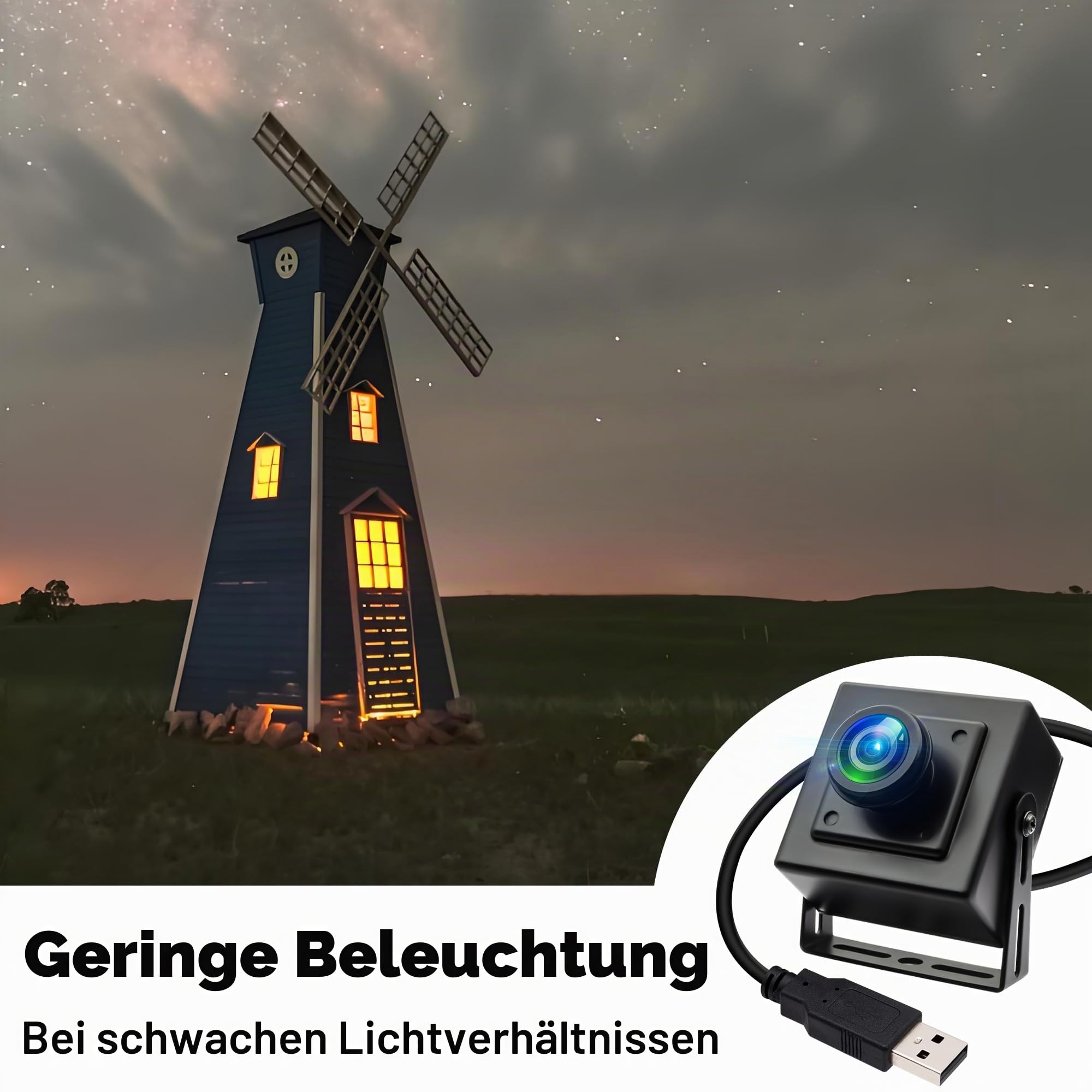 ELP 12MP 4K USB-Kamera,120 fps High-Speed-Webcam mit Sternenlichtfunktion für schwache Beleuchtung 185°-Fisheye-Weitwinkelobjektiv, Plug & Play für Lightburn Inspektion Mikroskop und 3D-Drucker