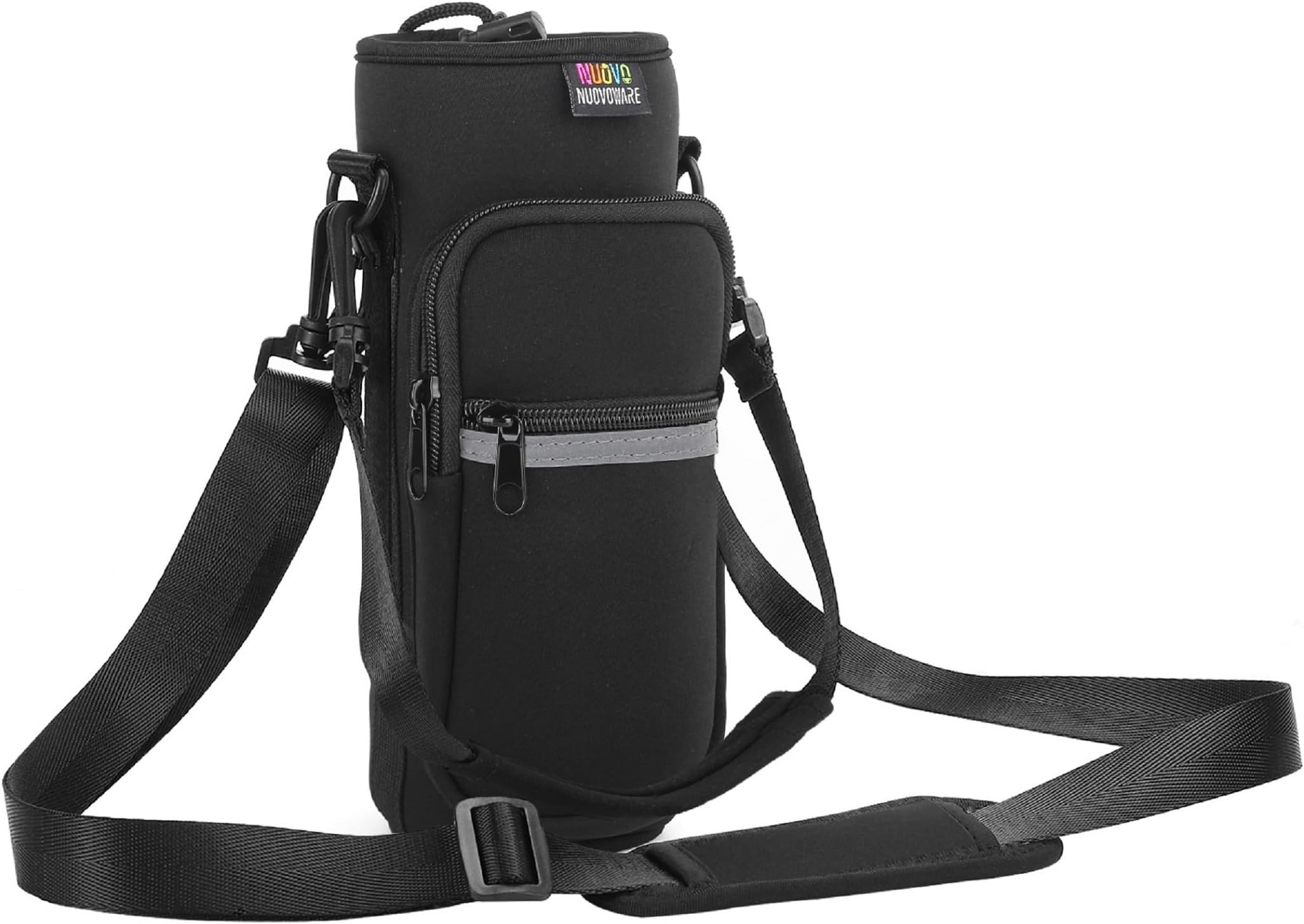 Nuovoware Water Bottle Carrier Bag,750ml/1000ml/1800ml Bottle Pouch Holder, Adjustable Shoulder Hand Strap 2 Pocket Sling Neoprene Sleeve Sports Accessories for Hiking Travelling Camping