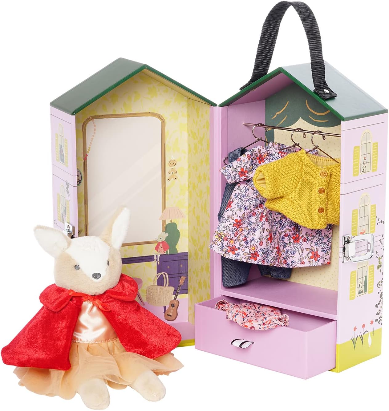 Manhattan Toy Clara's Closet Portable Mini Deer Stuffed Animal Dress-Up 11-Piece Play Set for Kids 3+ Years and Up