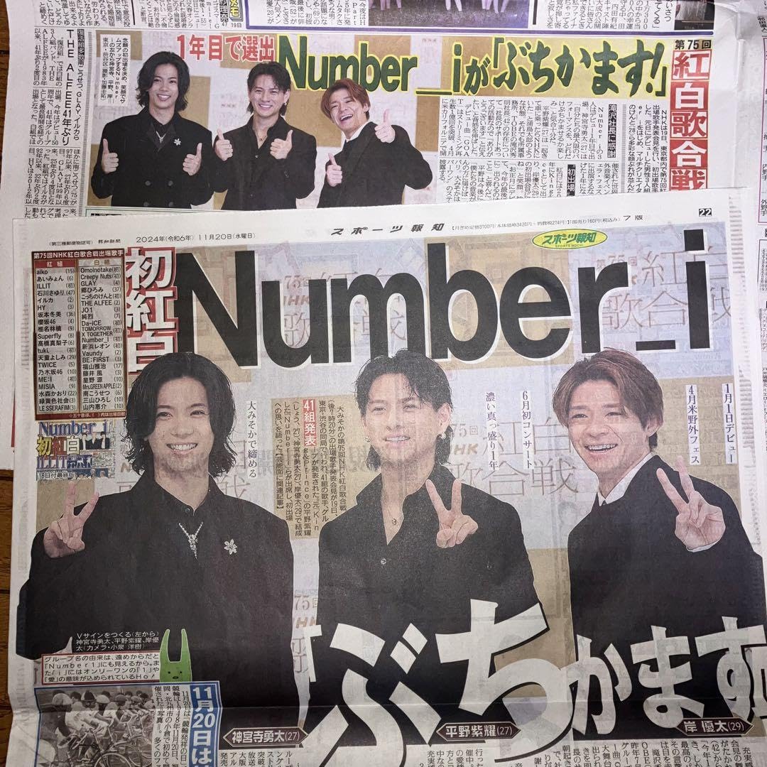 Amazon.co.jp: 新聞2紙 Number_i 紅白 スポーツ報知 サンスポ ナンバー