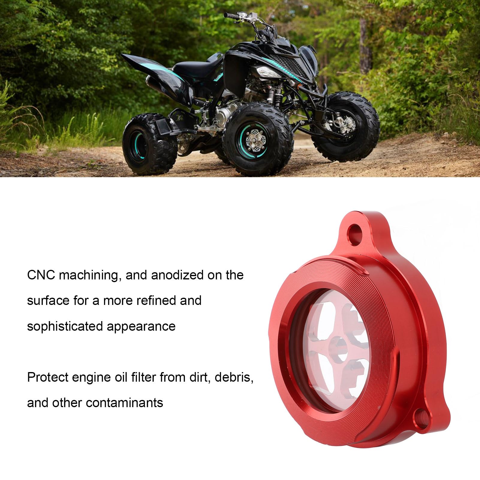 Coperchio filtro olio Torvex, tappo filtro motore trasparente e protezione protettiva compatibile con alloggiamento in alluminio CNC 700 700R (Red)