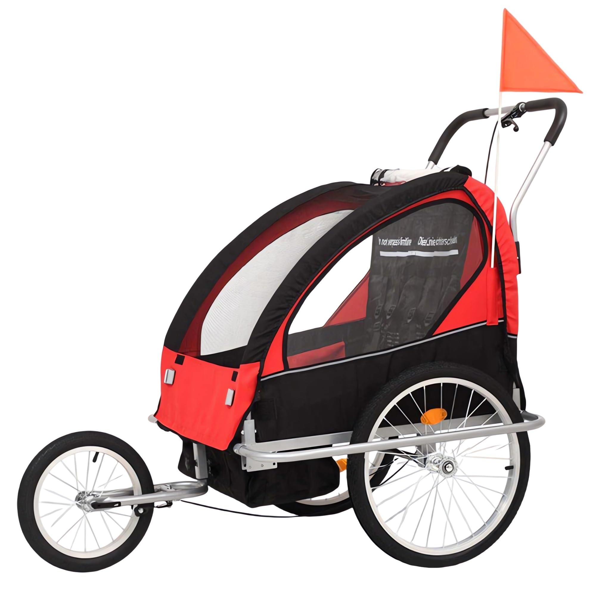 Remolque para Bicicleta para Niños Jog/Ride, Barra de Remolque de Acero Inoxidable, Sujeciones de 5 Puntos, Amplio Espacio de Carga