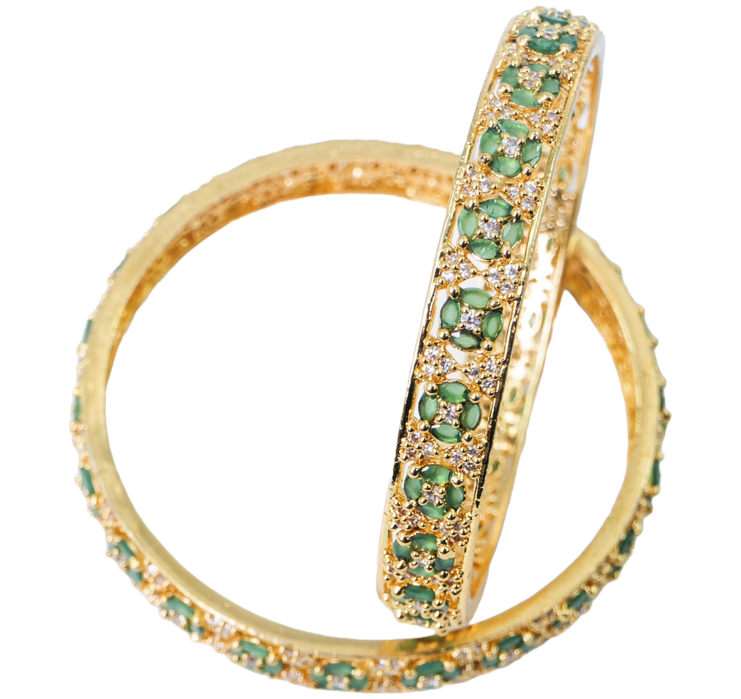 SHARLEEZ FASHION - Beautifully Traditional Bracelet Bangles Jewellery For Women & Girl | AD Bangles Golden with Green Stone (Golden, Set of 2) - 2.8 (B0CN6YZQDC) Amazon Price History, Amazon Price Tracker