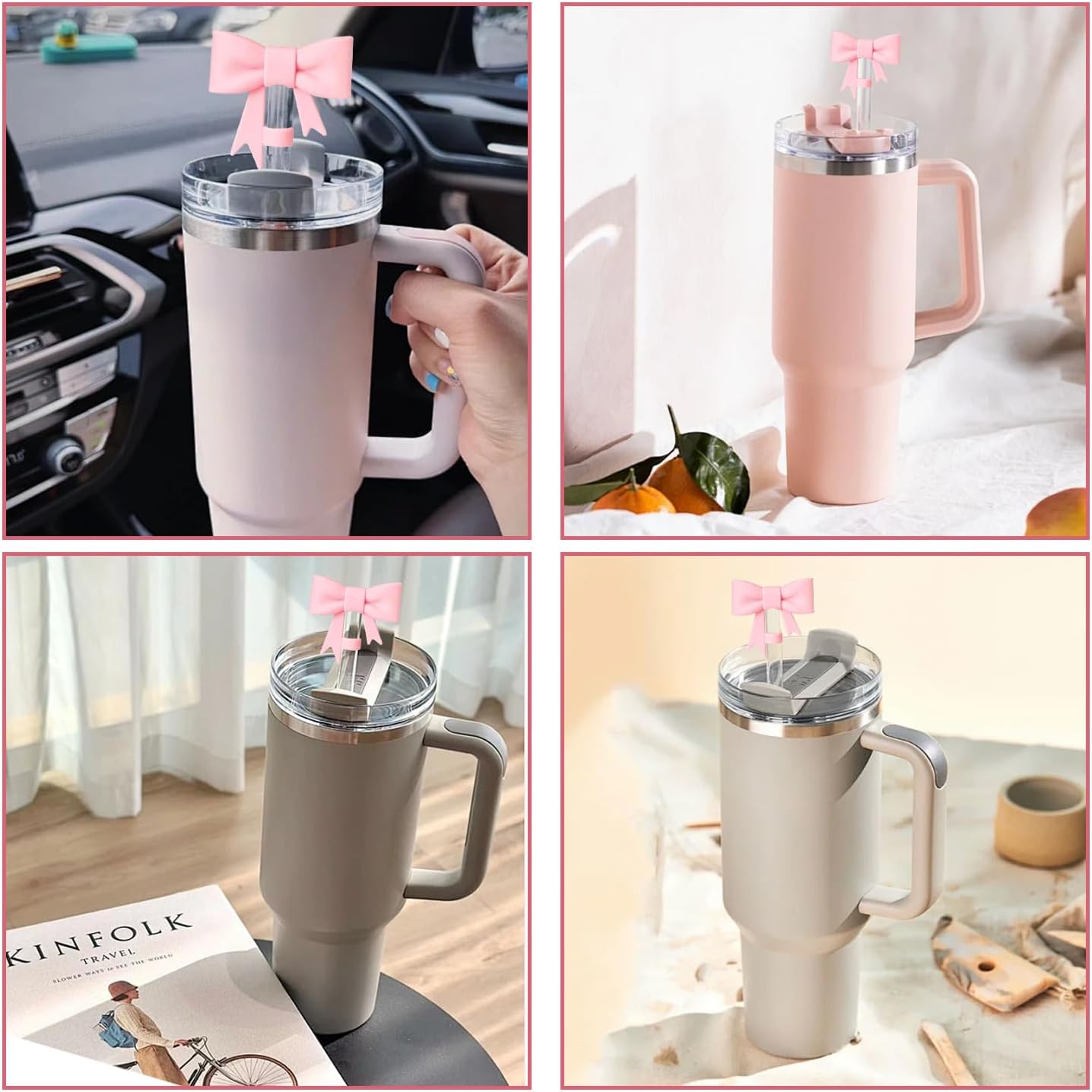 3 Pcs Pink Bow Straw Covers Cap Toppers Compatible with Stanley 30&40 oz Tumbler Cups, 10mm Reusable Silicone Straw Toppers for Stanley Cups Straw Accessories(Pink) 7 718uwrQH3mL. AC SL1500