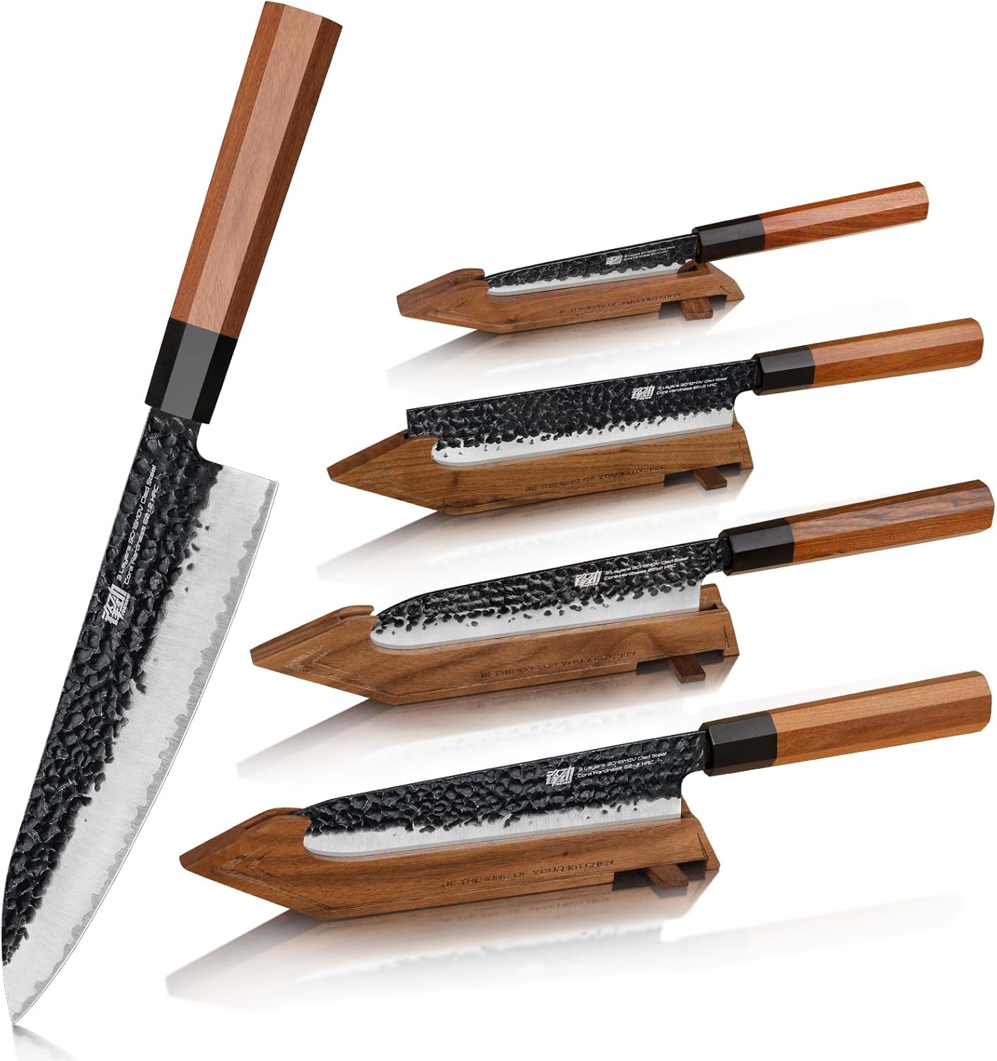 Set Cuchillos Cocina 8 Piezas Acero Aleación Base Madera