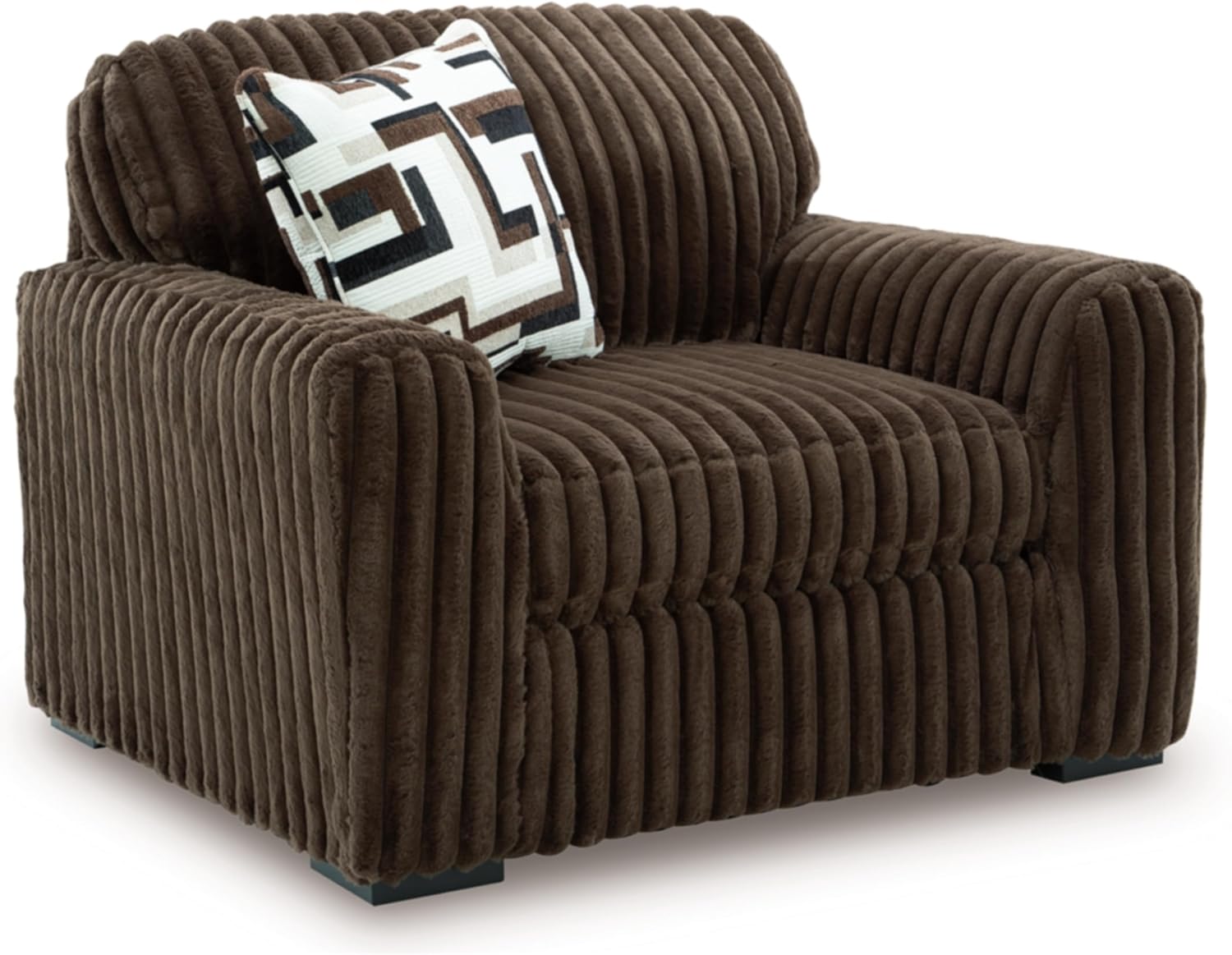 Signature Design by Ashley Midnight-Madness Modern Upholstered Oversized Chair with Reversible Cushions, Dark Brown