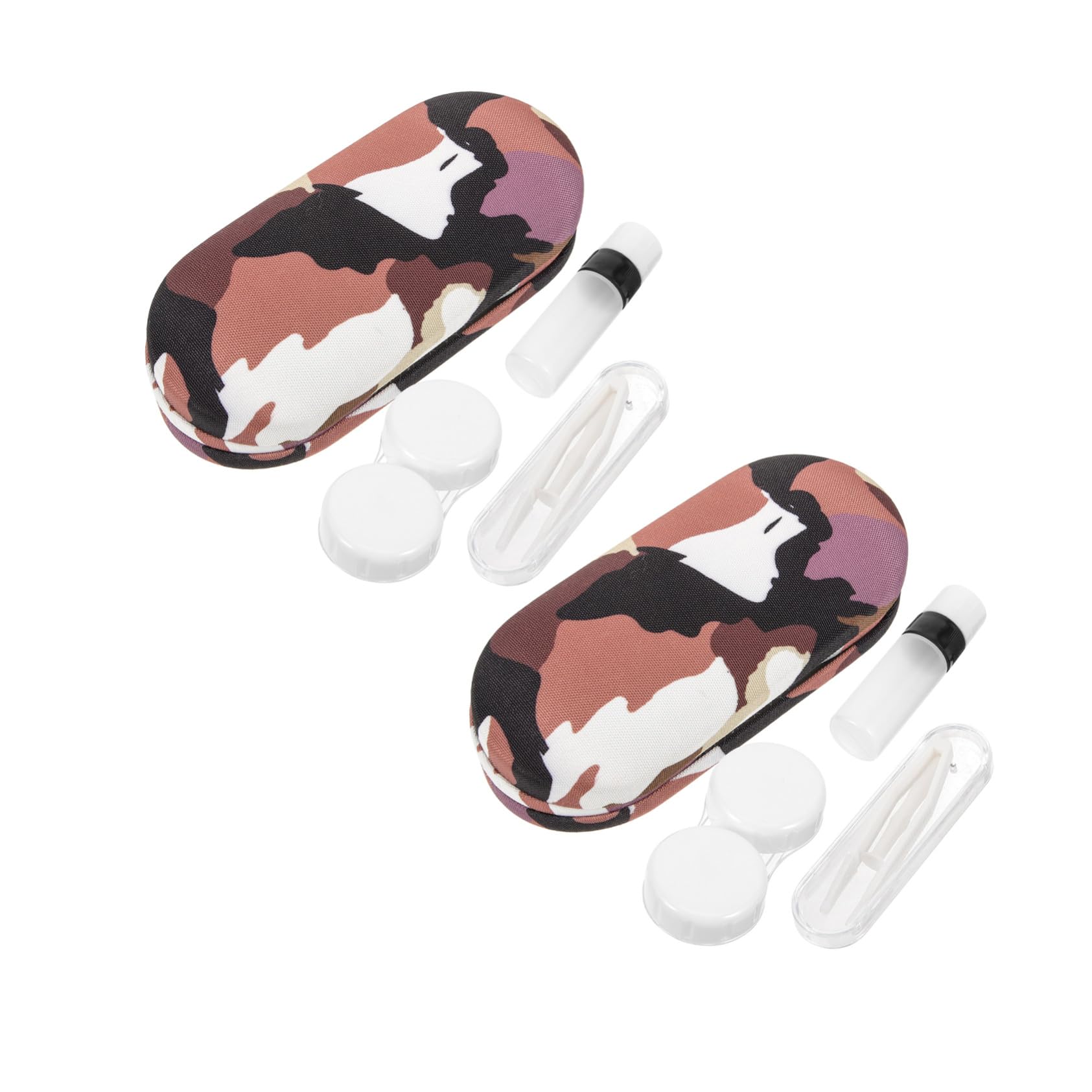 COLLBATH 2 Sätze Doppeltes Brillenetui Set Hardcase mit Separaten Fächern für Sonnenbrillen und Kontaktlinsen Handgefertigt Robust Tragbar Schnelles Öffnen für Reise und Alltag für Damen