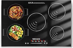 Cooktop De Indução De 30 Polegadas, 5 Bocas, Fogão De Indução Embutido De 7200 W, Cooktop Elétrico Com 5 Bocas De Reforço De Potência, Trava Para Crianças, 9 Níveis De Potência, Tempori