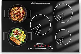 Cooktop De Indução De 30 Polegadas, 5 Bocas, Fogão De Indução Embutido De 7200 W, Cooktop Elétrico Com 5 Bocas De Reforço De Potência, Trava Para Crianças, 9 Níveis De Potência, Tempori