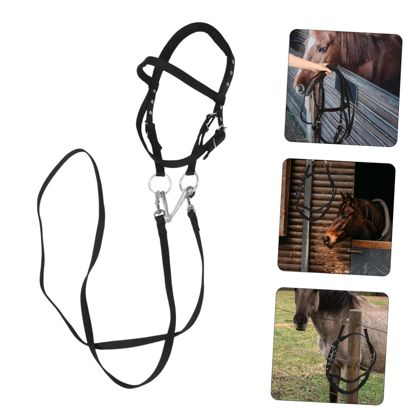 Kisangel Bridas De Cabezada con Cuerda para Adiestramiento De Caballos Occidentales Cuerda De Nailon Resistente Y Ajustable para Un Paseo Cómodo