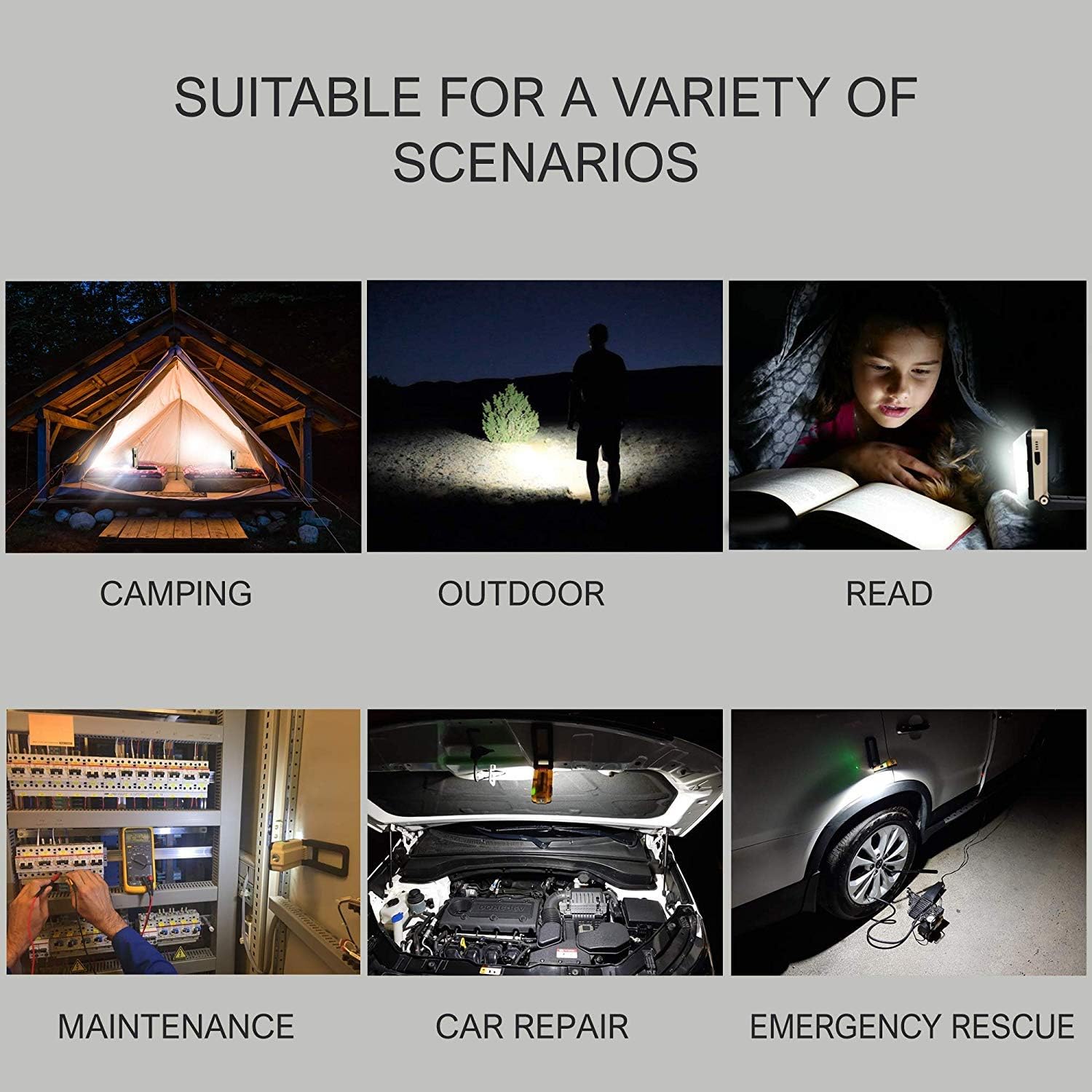 Magnetic LED Portable Working Light Rechargeable LED Work Flashlight Super Brightness 180 Rotatable Folding Snap Working Light for Car Repairing Emergency Camping Mountain Climbing - Image 7