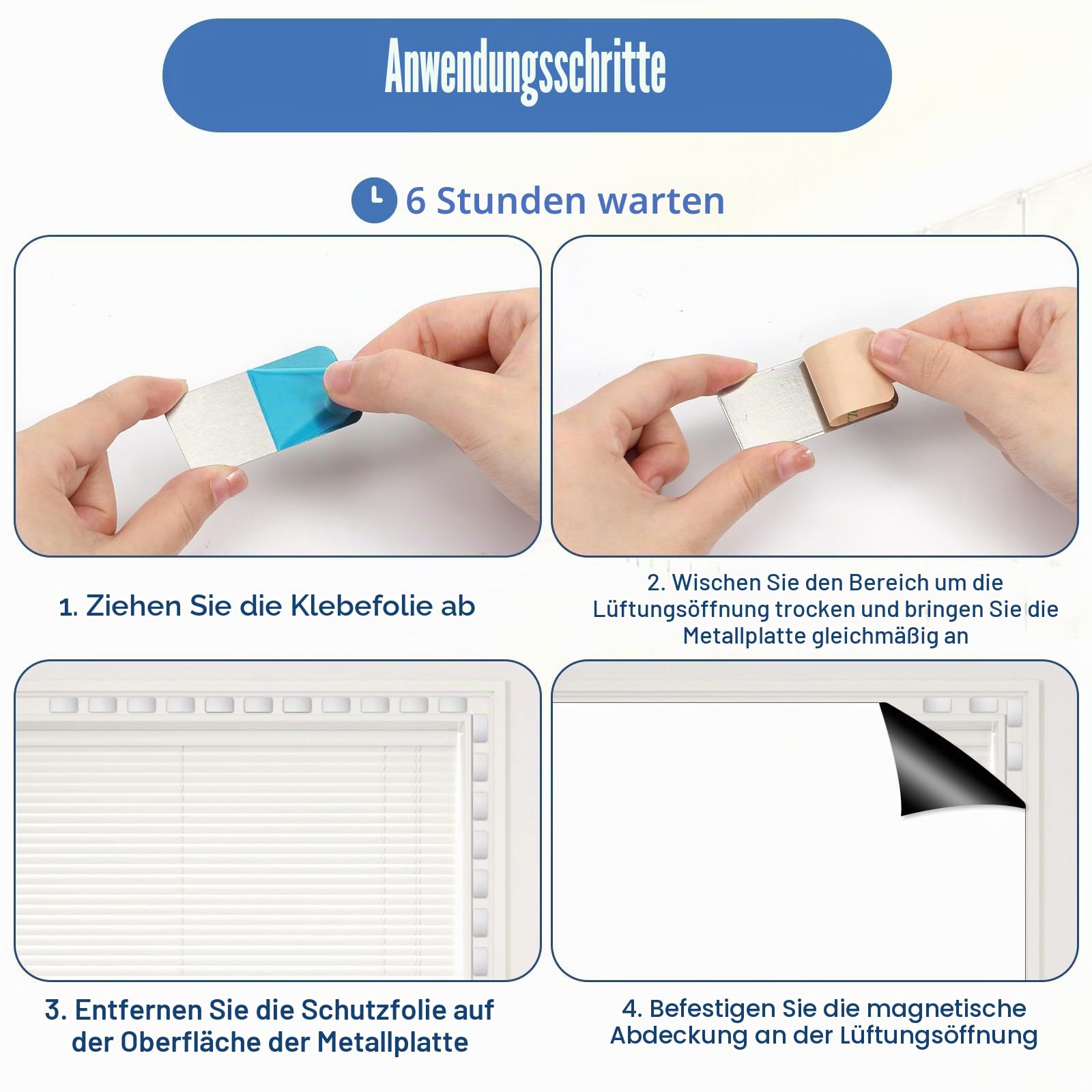 Metallplättchen Selbstklebend 24 Stück, 6 x 3 cm Magnet Klebepads, Rechteckige Metallplatten mit Kleberückseite für Magnete auf Nicht-Stahl-Lüftungen & DIY Kreativprojekte