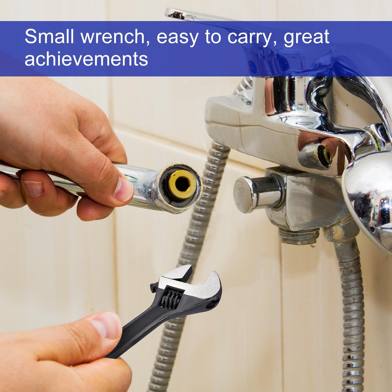 YTUGIL Small Adjustable Spanner Wrench, 4'' Mini Compact Adjustable Spanner for Mechanical Car, and Bike Repairs - Image 4