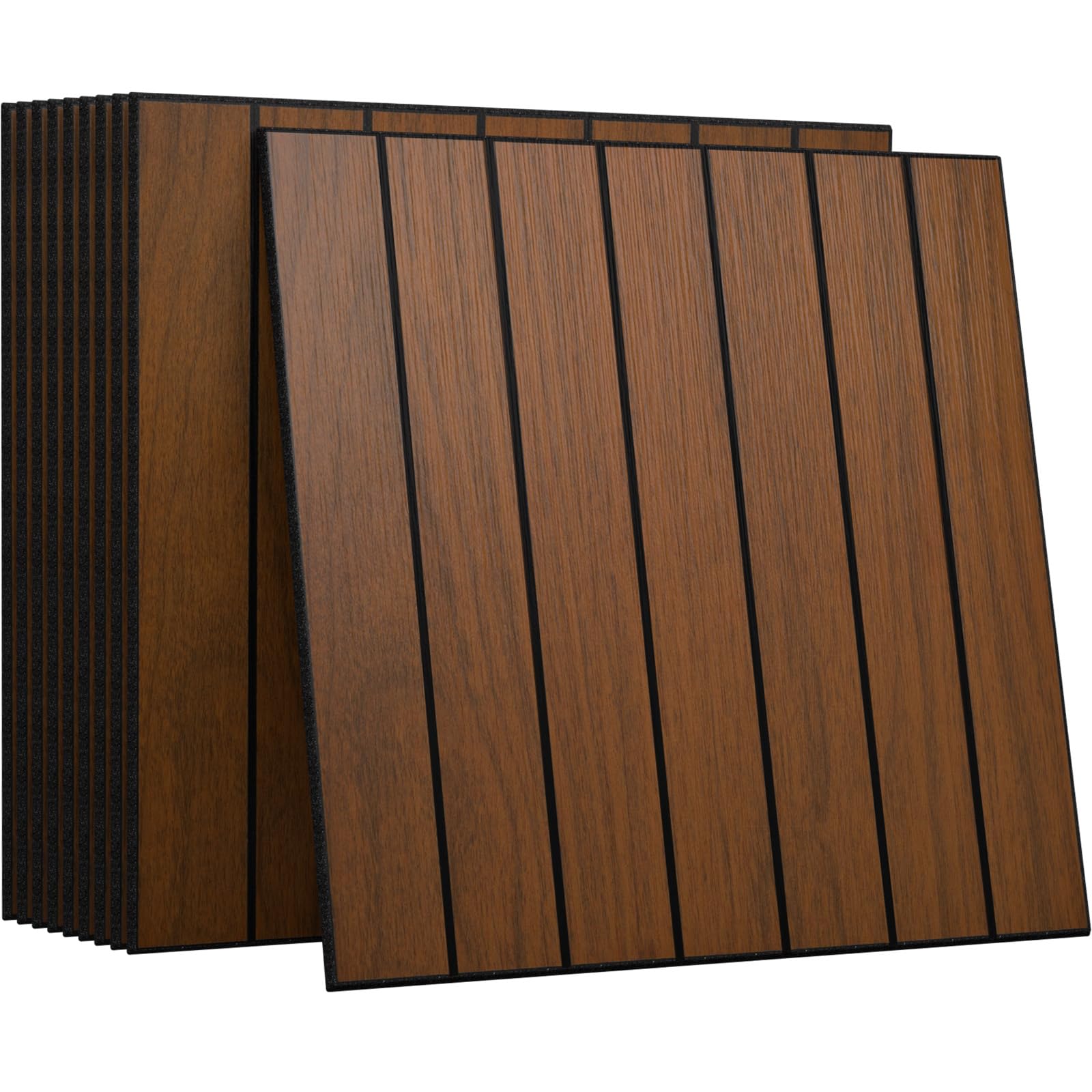 CUCOS Dark Brown PVC Slat Wall Panels, 11.8 in Square, 30 Pack