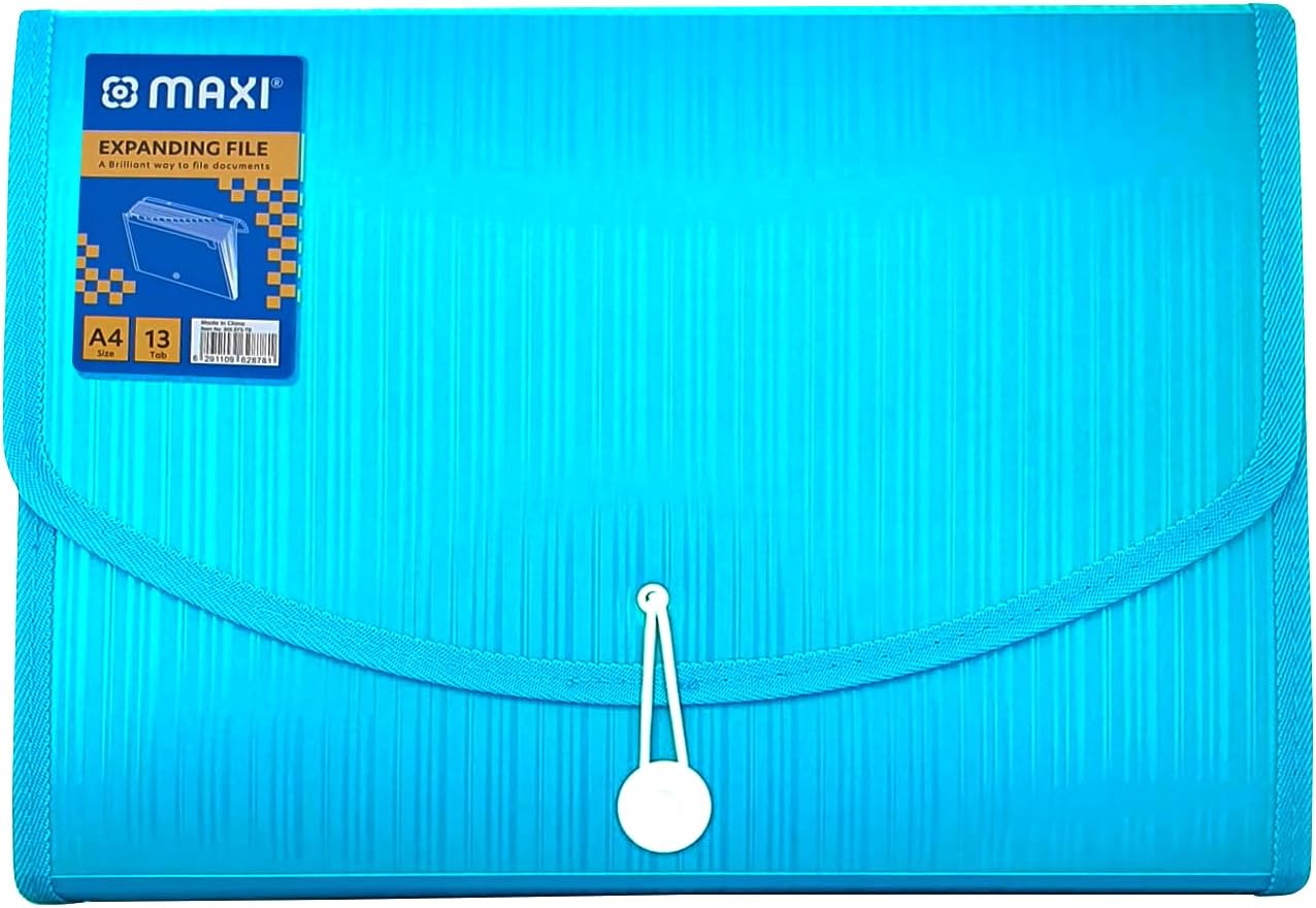 Maxi Expansion File 13Grids With String Blue, 13 Pockets Expanding Folders, Store your documents and are easy to carry