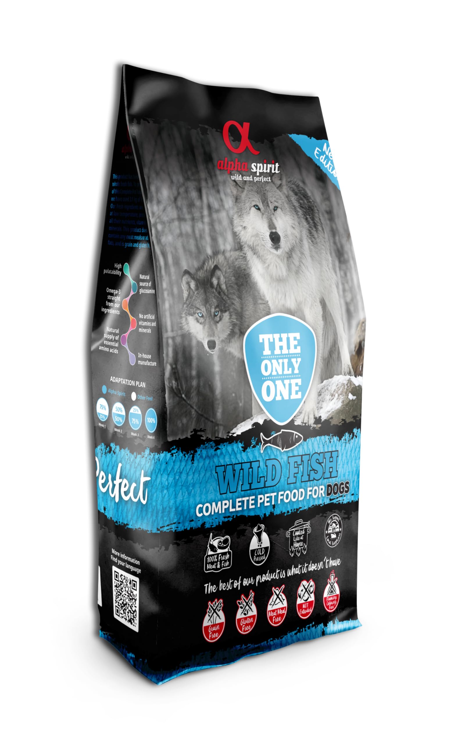 Alpha Spirit Wild Fish Complete Dry Dog Food | The Only One | Natural Ingredients | Protein Rich | Gluten Free | Grain Free | Suitable For All Dog Breeds (3kg (Pack of 1))