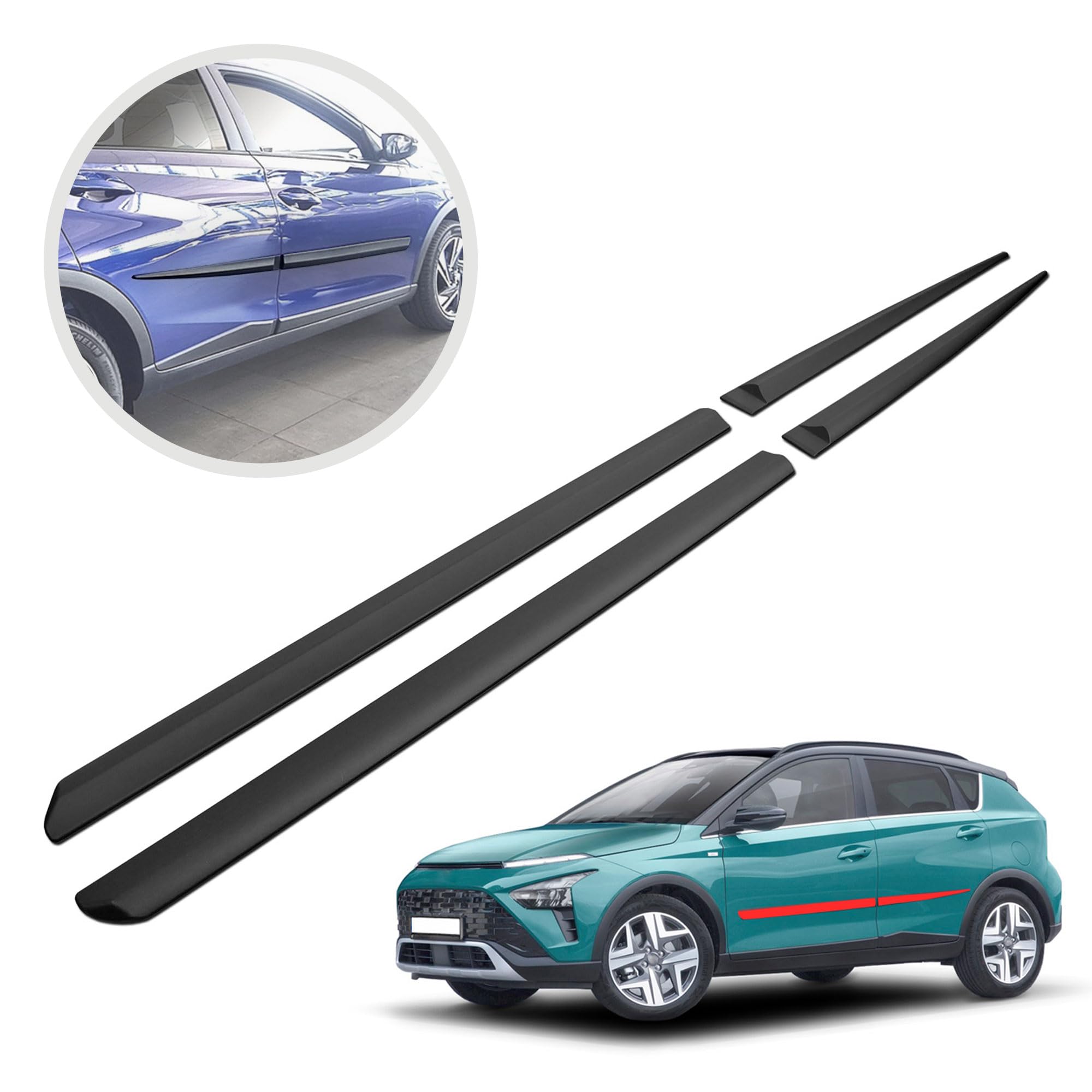 CHROMEMASTER Modanature Laterali In Plastica Per Fiat Panda III Hatchback Dal 2013, Anti Graffio