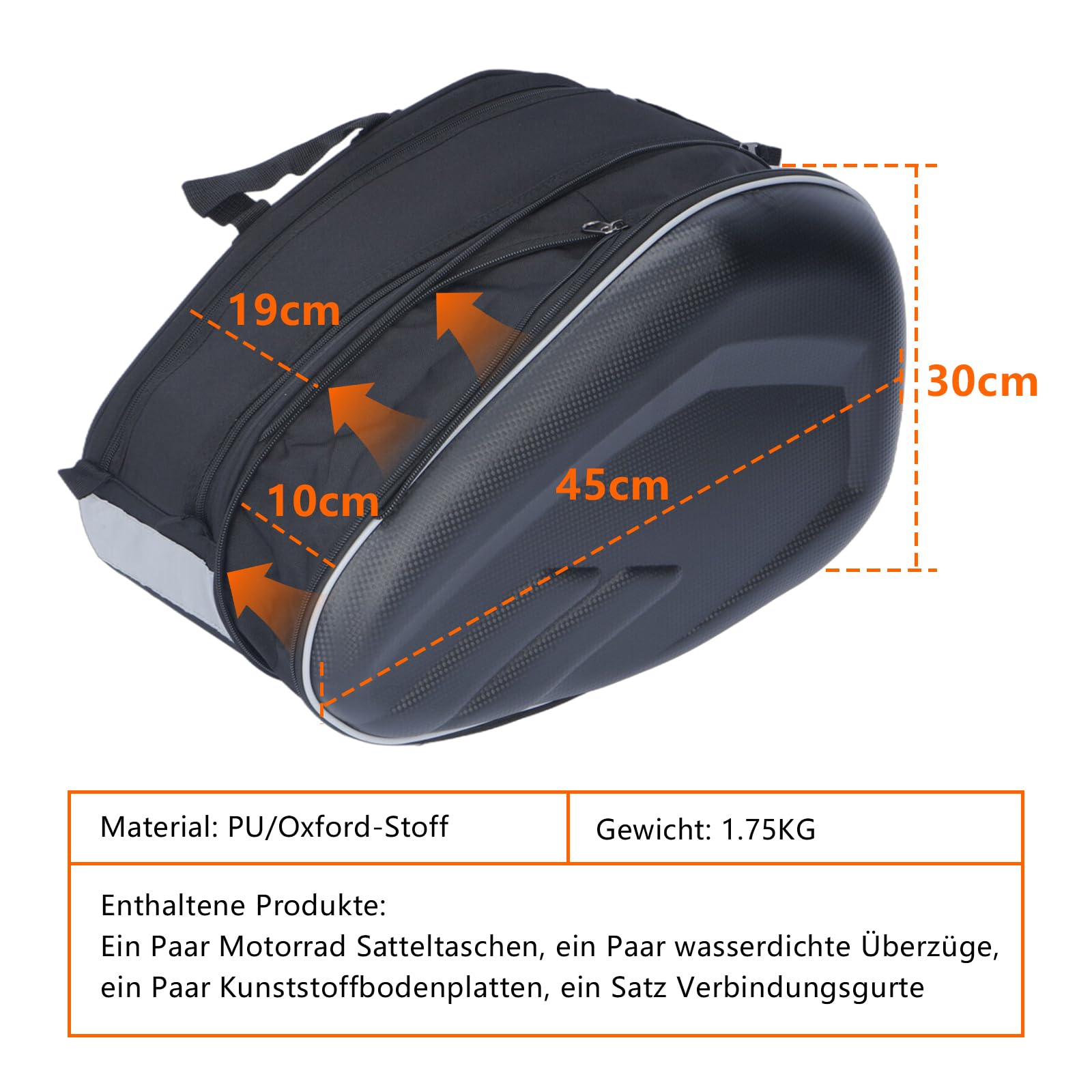 Borse da moto 36L-58L espandibili per moto, borsa laterale impermeabile per casco integrale wit impermeabile, custodia universale per moto