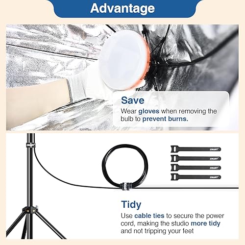 Miniatura 4 de EMART Softbox - Kit de iluminación con bolsa de arena, 25.5 pulgadas de diámetro con 2 bombillas LED de control remoto de 135 W, 3000-6500 K, kit de