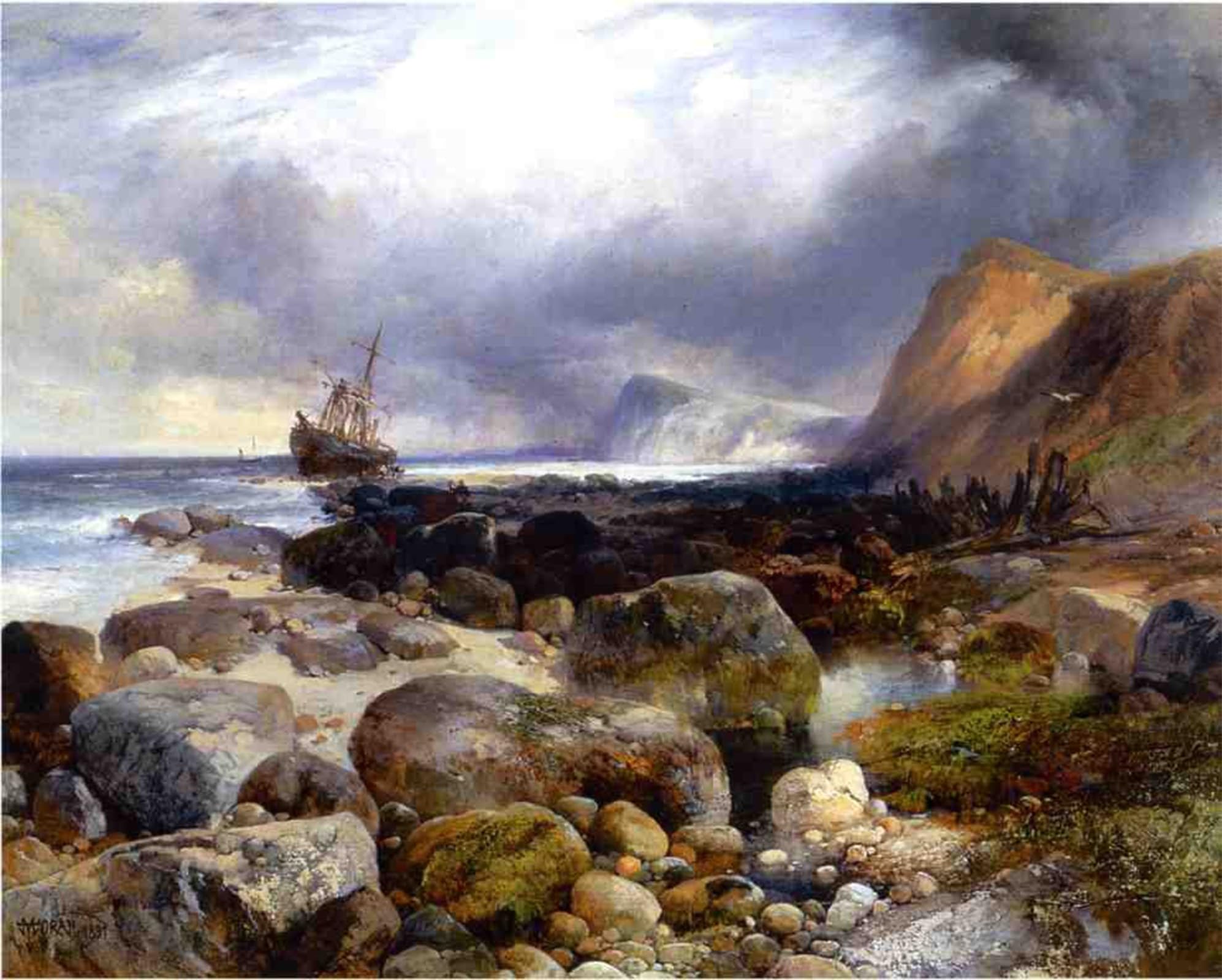 SERENDIPITP Vintage Picture Print on Canvas Wall Art Poster the Morning After by Thomas Moran Artwork Print Poster for Wall Decor 60x90cm
