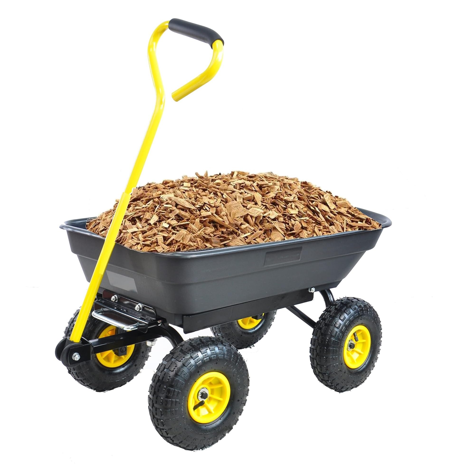 Garden Dump Cart with Quick-Release Dumping & Easy-Maneuver Handle Utility Dump Cart, for Yard Farm Lawn