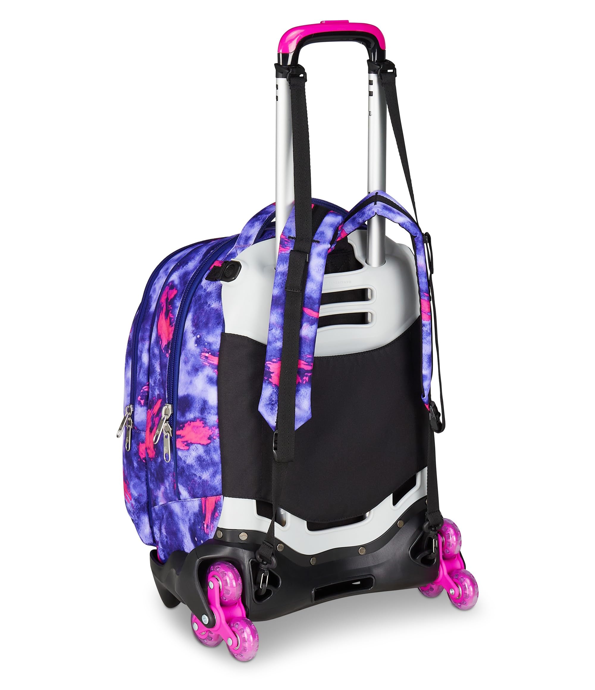 Seven Trolley Scuola Jack 3 Ruote Detach SHADY DYE GIRL, Viola, Zaino Con Carrello Sganciabile Da 37 Litri, Tasca Borraccia, Zainetto Staccabile, Multiuso e Spazioso, Per Elementari e Media, Bambina