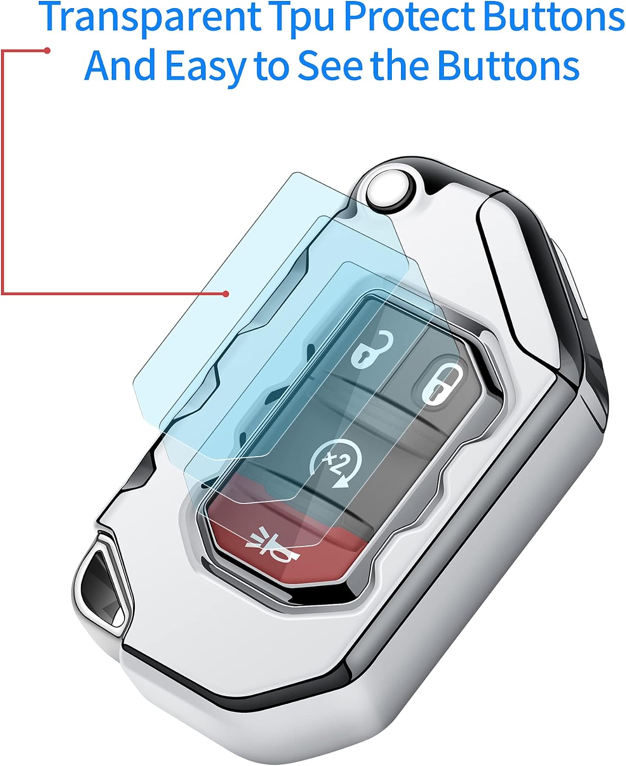 Tukellen for Jeep Key Fob Cover Premium Soft Full Protection Key Shell Key Case Compatible with 2020-2026 Gladiator JT Sahara JLU 2018-2026 Wrangler JL JLU Rubicon(Silver)