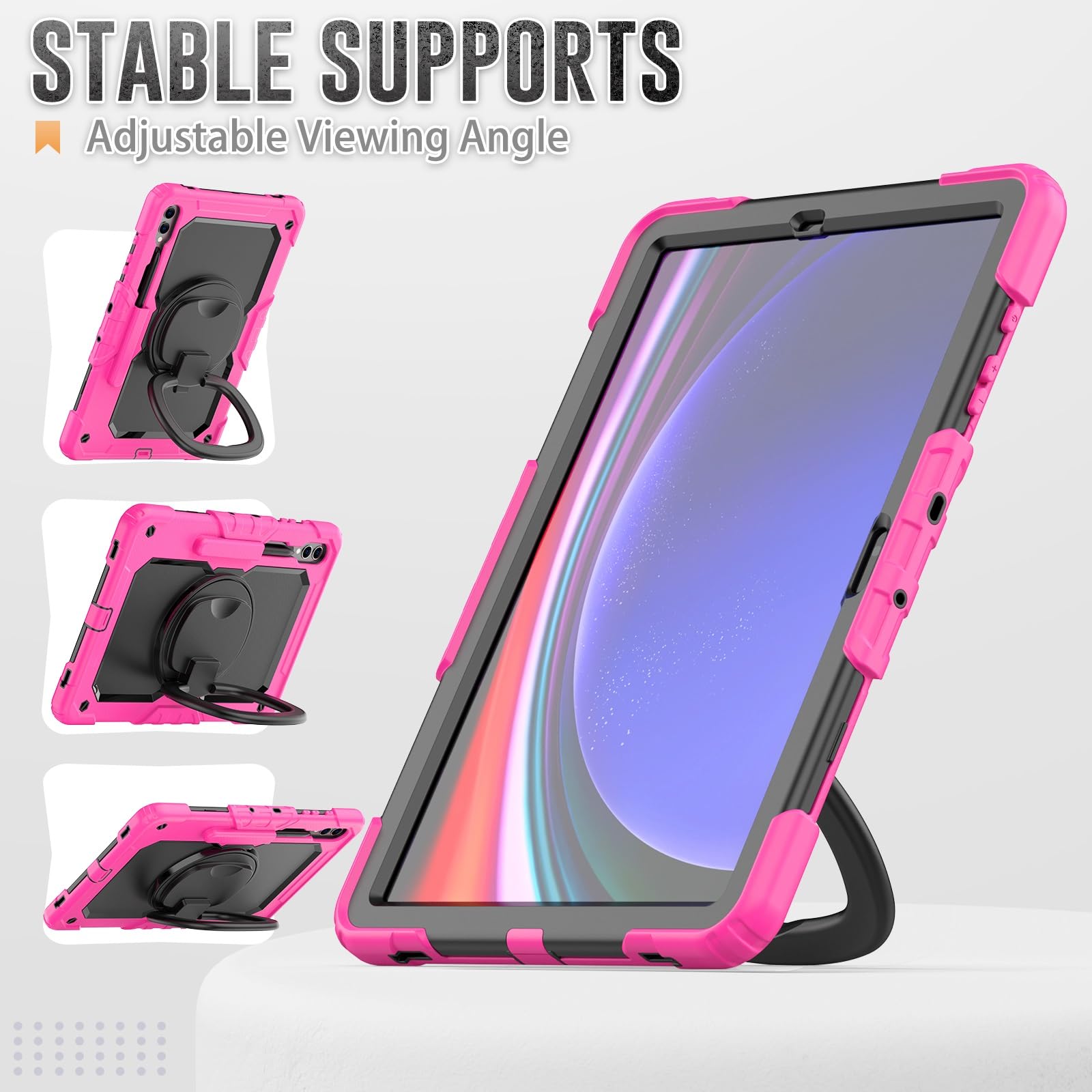 Custodia protettiva per tablet PC, resistente, antiurto, in TPU, compatibile con Samsung Galaxy Tab S9 Plus 12,4 pollici modello 2023 (SM-X810/X816/X818), custodia per bambini, maniglia girevole a 360