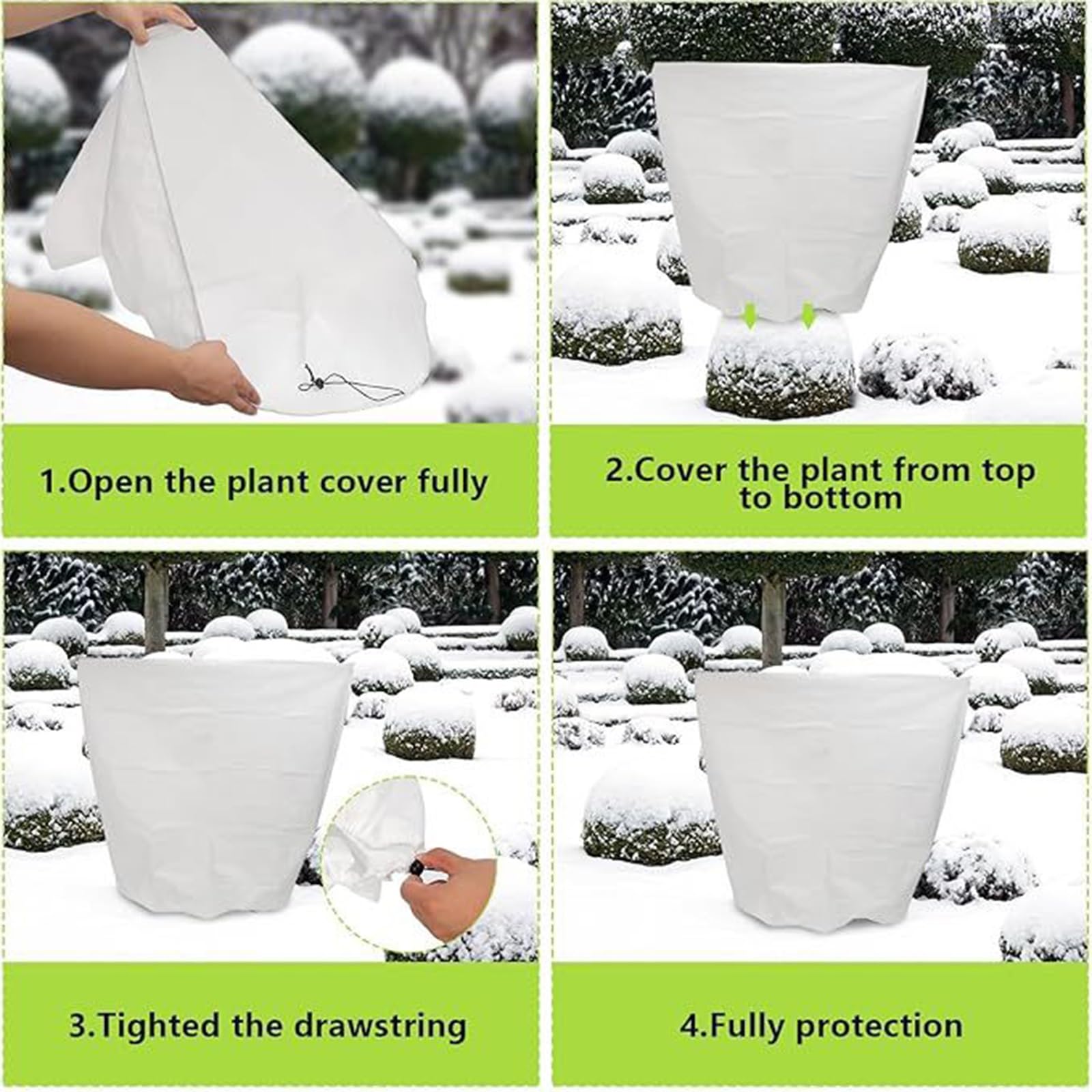 6pcs Scudi Invernali per Piante All'aperto, Adatto per Alberi, Palme e Altre Piante, con Cordone, Materiale Non Tessuto(Style 2,300x150cm)
