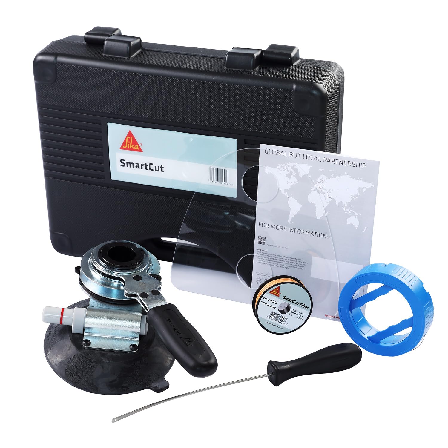 SIKA - Kit rimozione parabrezza Sika SmartCut - Cricchetto + fili | Kit completo per vetri auto - Taglio rapido e sicuro - Filo nylon e acciaio - Facile da usare