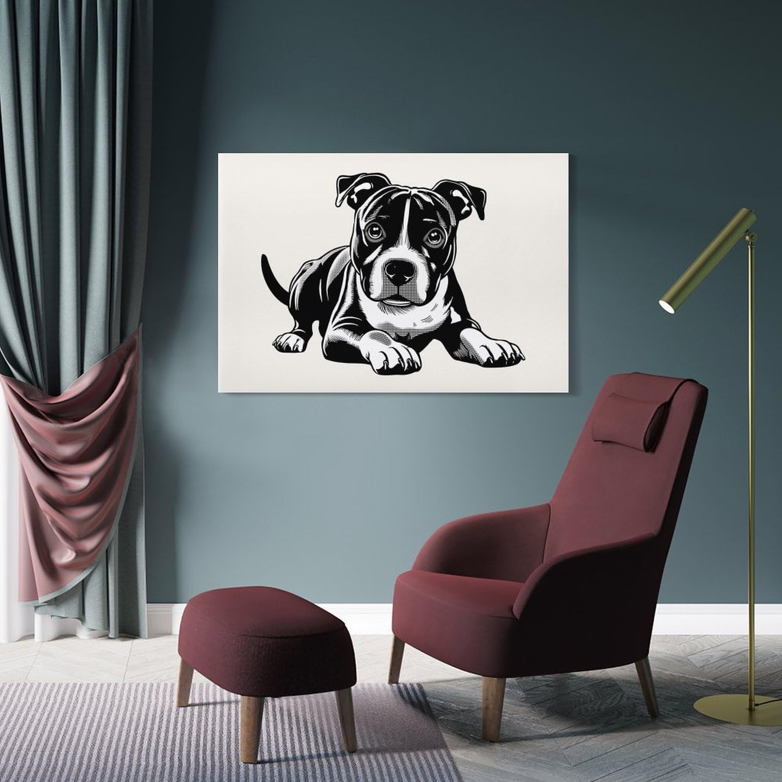 Junmoney Staffordshire Bull Terrier(2) Home Decor Wall Art, 24x36inch(60x90cm), for Flats, Guest Rooms Or Compact Rooms, Stylish Wall Art for Fresh Spaces