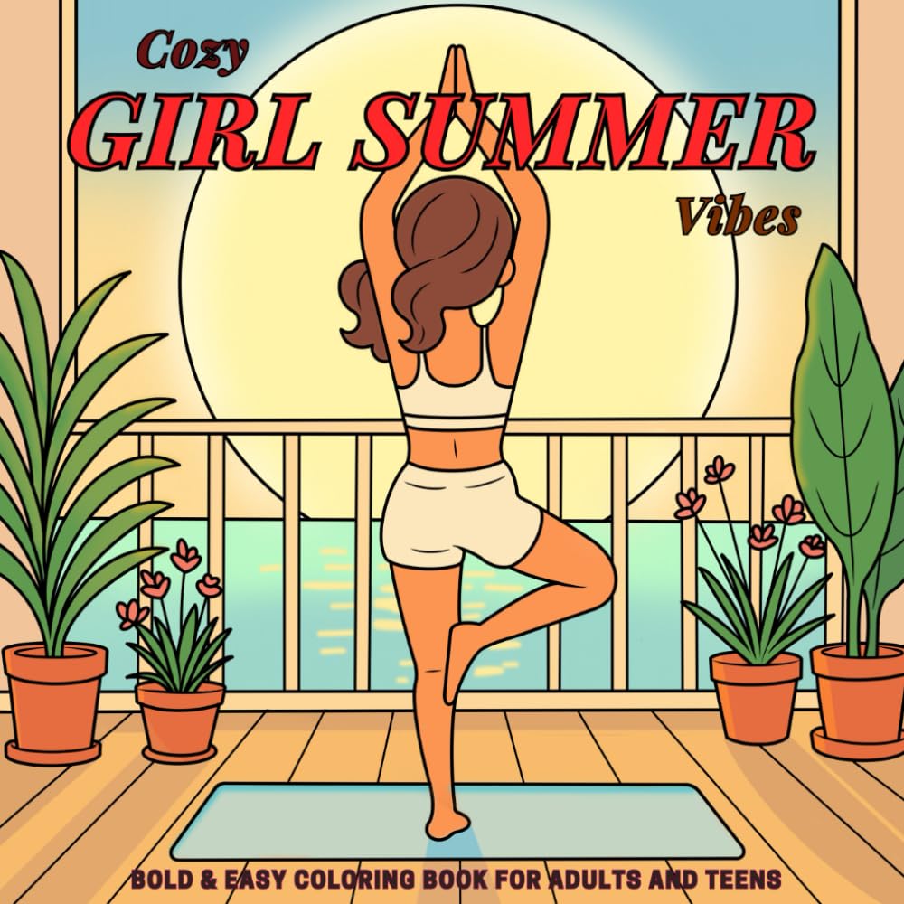 Cozy Girl Summer Vibes Coloring Book: Bold and Easy Summer Designs Featuring Whimsical Scenes of Carefree Days, Playful Pets. and Relaxation for Adults and Teens