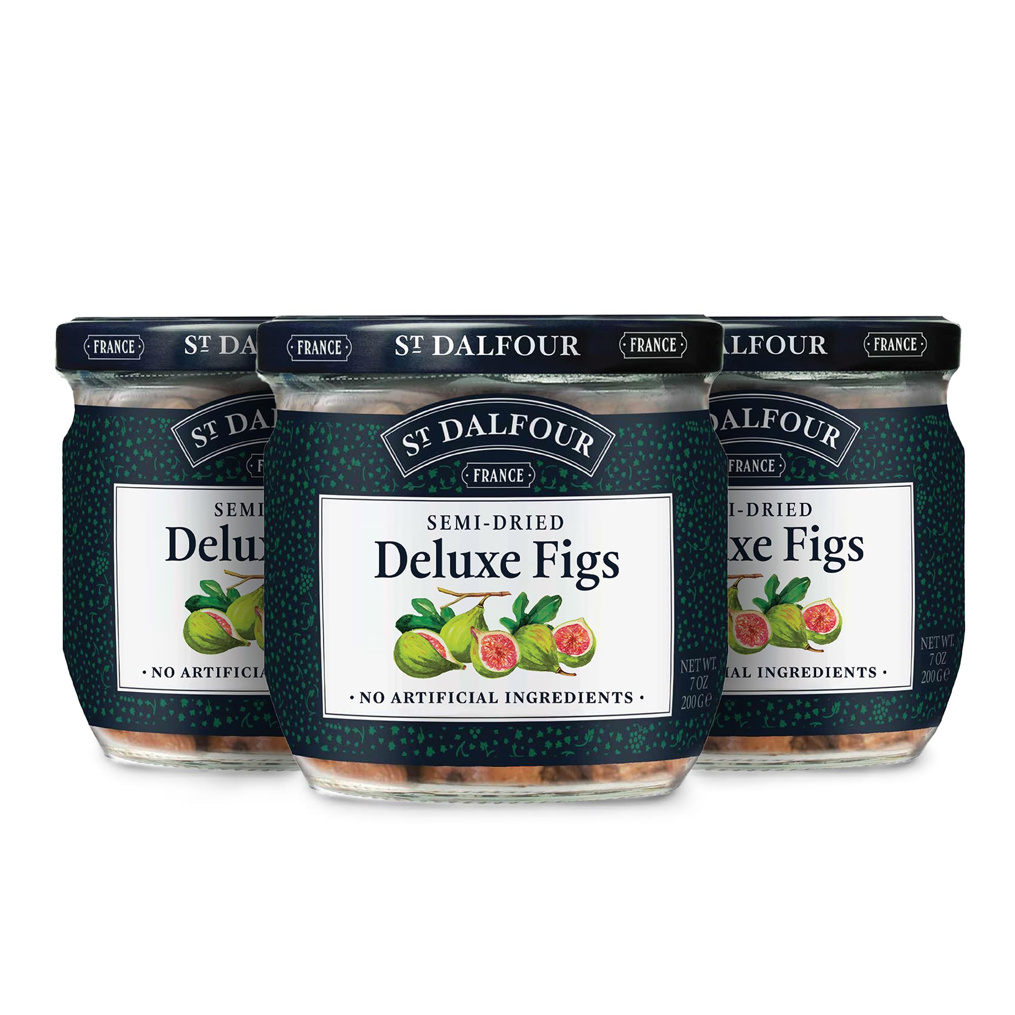Semi-Dried Deluxe Figs - 7 oz - All Natural, No Preservatives or Artificial Ingredients - Made in France - 100% From Fruit - Pack of 3