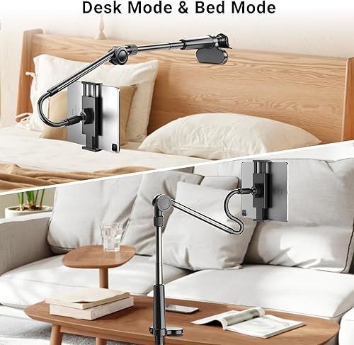 Miniatura 7 de Soporte para tablet de escritorio para iPad Pro, no rígido, fácil de ajustar, soporte para teléfono y tablet para cama, accesorios de lector