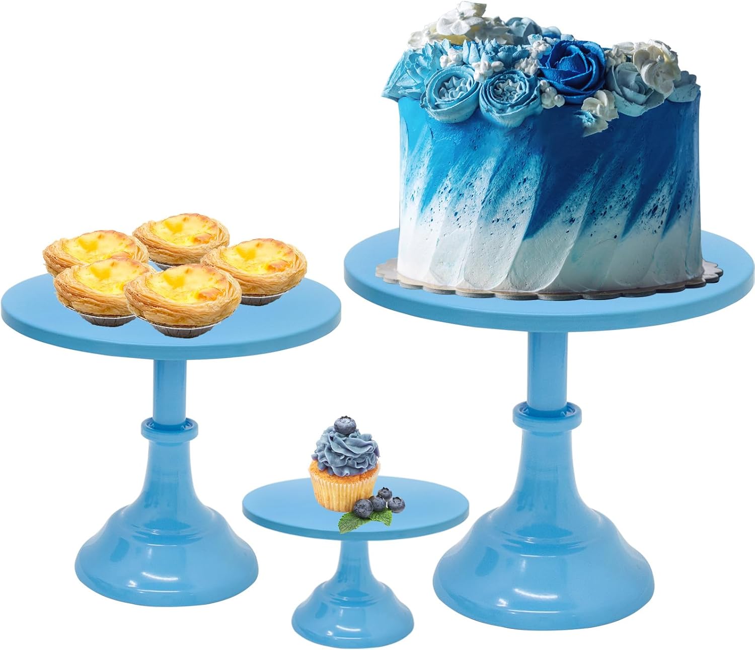 3 Pcs Blue Cake Stand Set,Round Cake Stand,Cake Display
