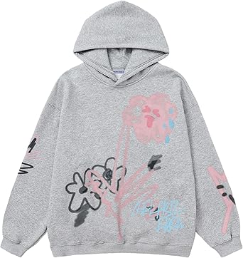 Aelfric Eden Womens Oversized Graphic Hoodies Cartoon Graffiti Print Fleece Hooded Sweatshirt Unisex Long Sleeve Pullover