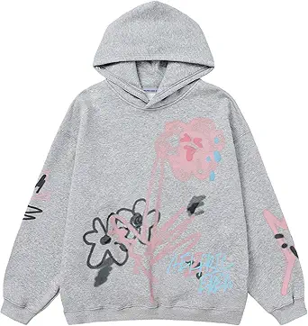 Aelfric Eden Womens Oversized Graphic Hoodies Cartoon Graffiti Print Fleece Hooded Sweatshirt Unisex Long Sleeve Pullover