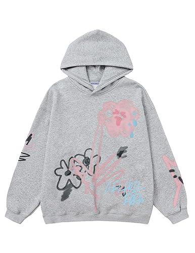Aelfric Eden Womens Oversized Graphic Hoodies Cartoon Graffiti Print Fleece