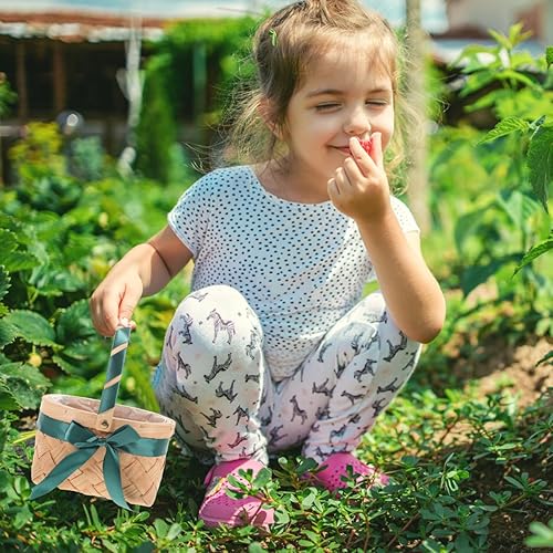 Miniatura 8 de Abaodam Cesta de flores tejidas para boda, baby shower, cesta de embalaje (verde)