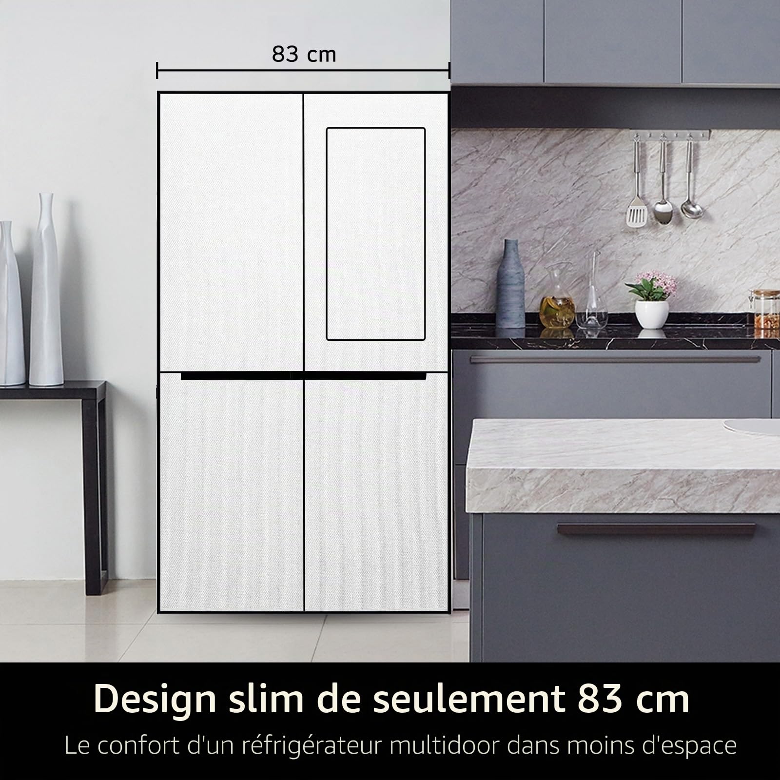 LG GMV860EPDE Slim Fit Réfrigérateur/congélateur multi-portes | InstaView | 530 L | Total No Frost | Slim Fit – Seulement 83,5 cm de large | Noir