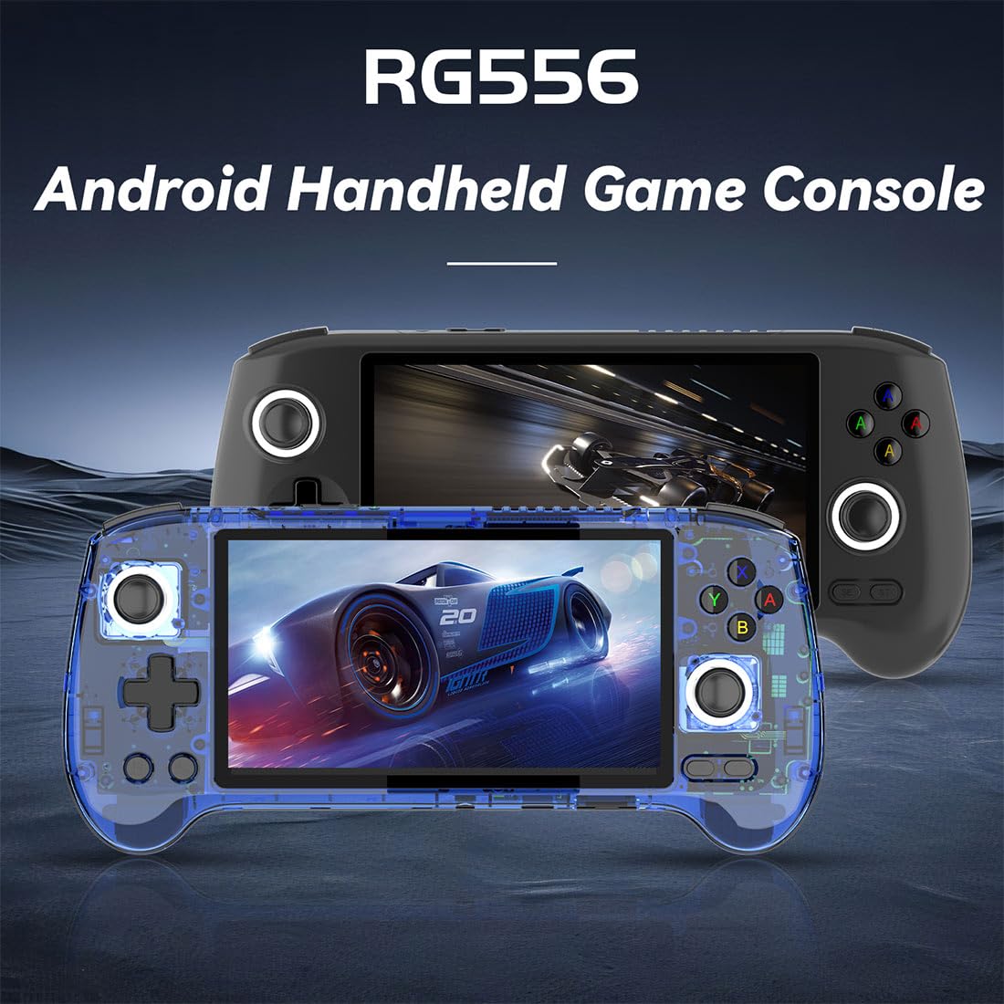 ANBERNIC RG556 Console da Gioco Portatile Retrò con 8000+Classic Games, 5.48 IPS AMOLED Screen Console di gioco Android Regalo per Bambini Adulti ((4+256G)+128G)
