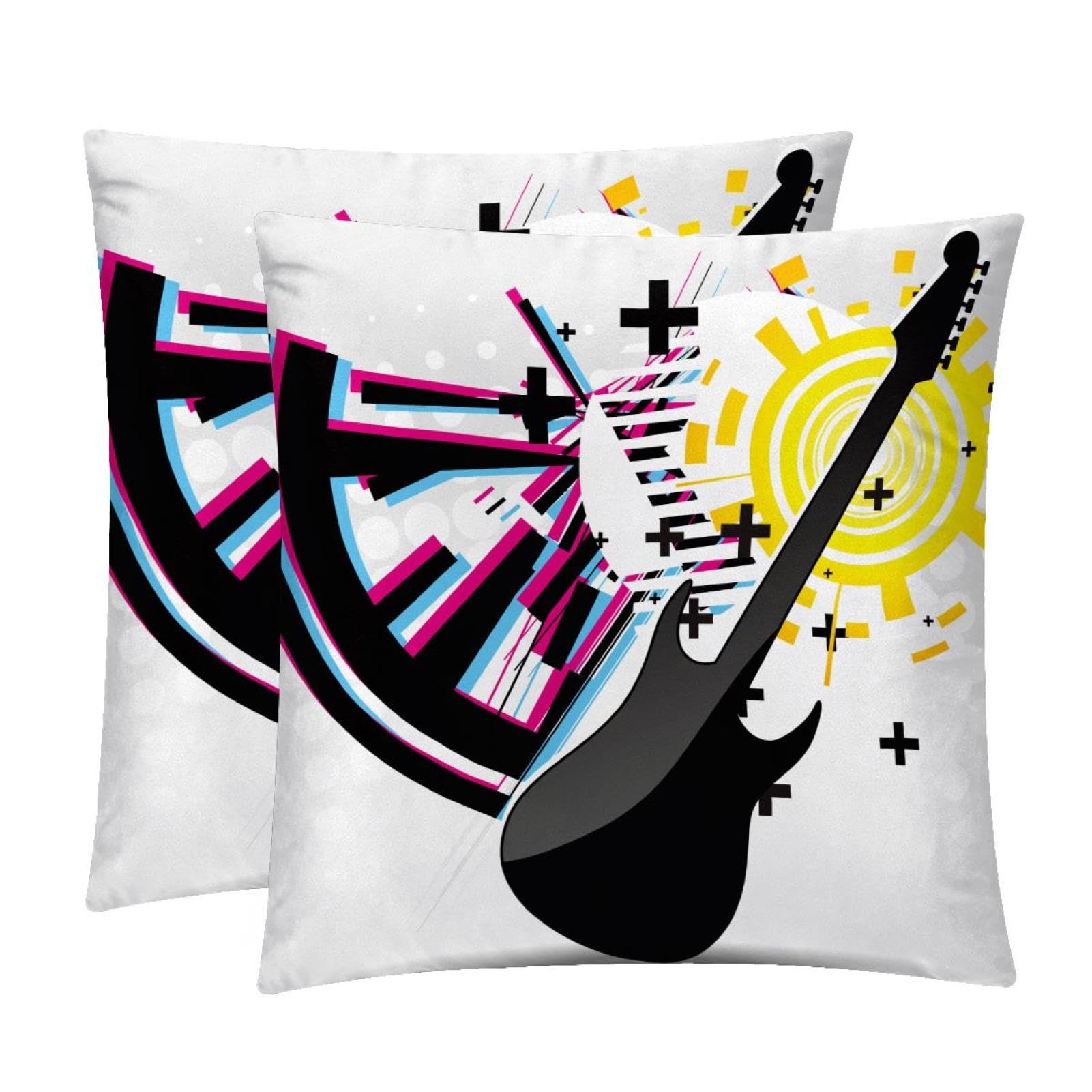 TDGKPZ Abstract Guitar Throw Pillow Covers 2 Pack Pillowcases Soft Cozy Pillow Cases For Couch Bed Sofa 45x45cm