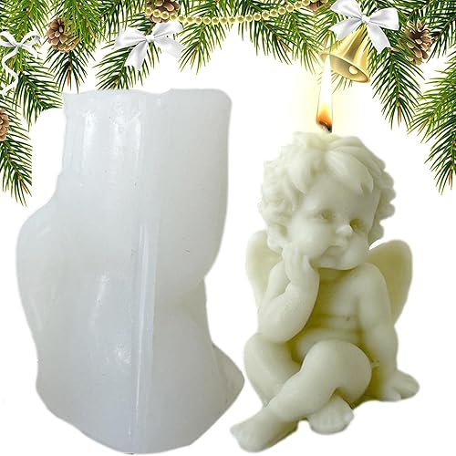 Miniatura 5 de Molde de vela de silicona 3D, lindo molde de fundición de escultura de ángel hecho a mano, molde de cera aromática para hacer velas, manualidades,